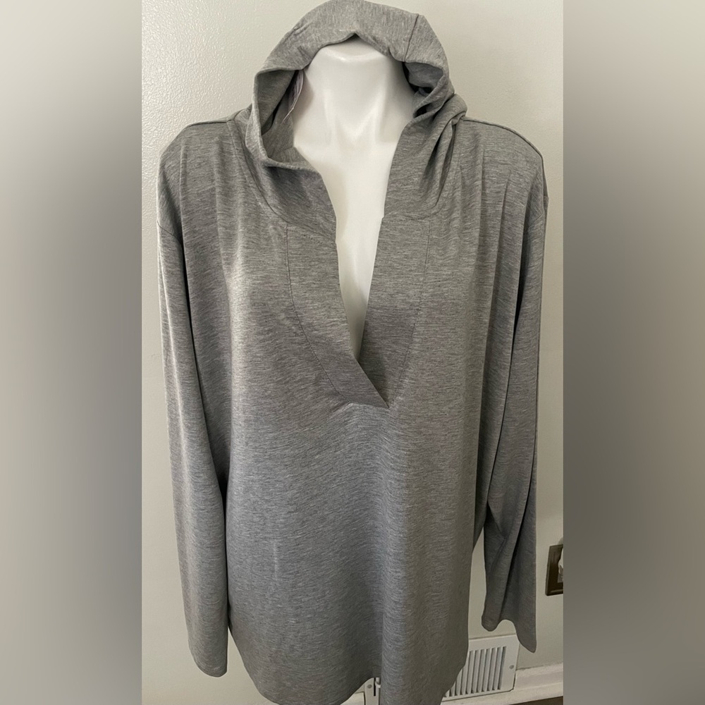 NWT Women’s Ambrielle Sleepwear Pullover Long Sleeve Hooded Top Size XXL Gray - Picture 1 of 3